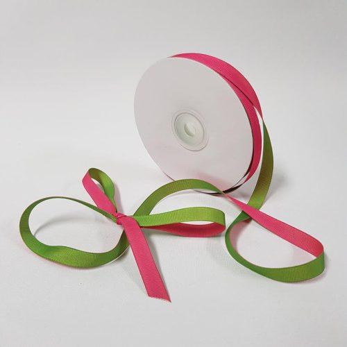 Grosgrain Ribbon Two toned 10mm Shocking Pink/Apple Green