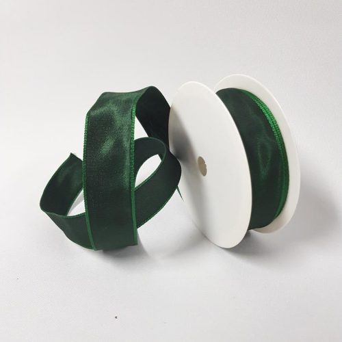 Grosgrain Wired Ribbon 25mm Hunter Green