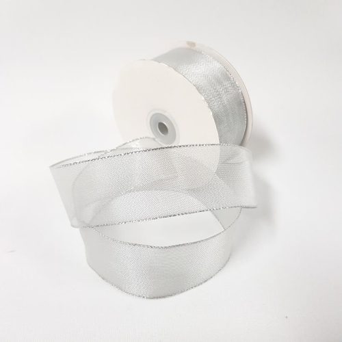 Metallic Mesh Ribbon Silver