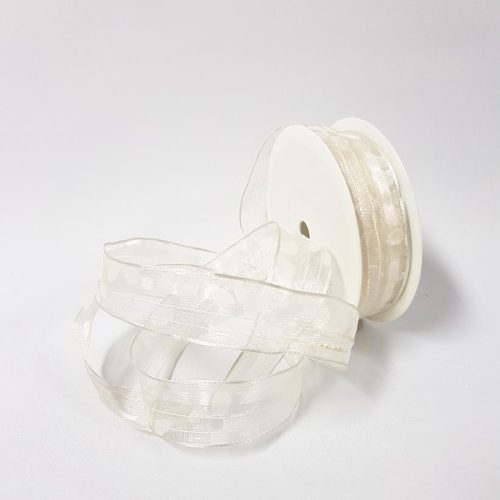 Organza Daisy Print Ribbon Cream