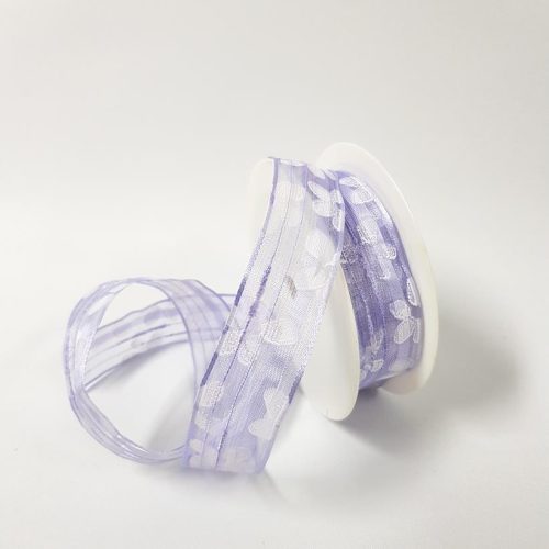 Organza Daisy Print Ribbon Lilac
