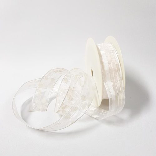 Organza Daisy Print Ribbon White