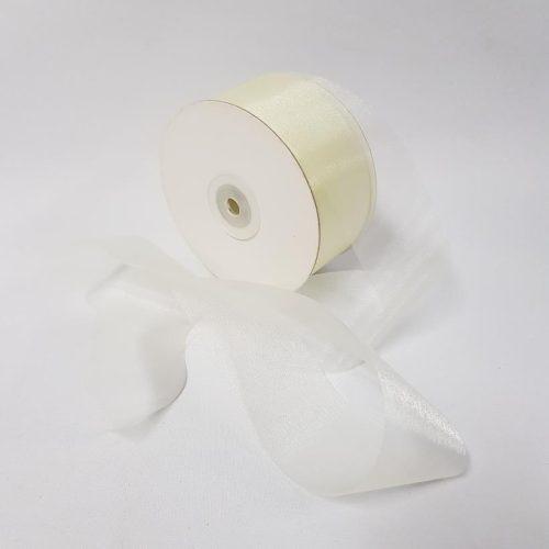 Organza Ribbon 50mm Egg Shell