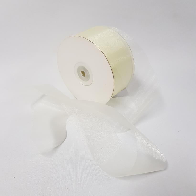 Organza Ribbon 50mm Egg Shell