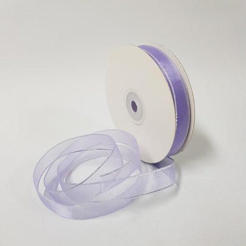 Organza Ribbon Silver Edge 15mm Lilac