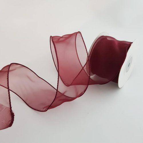 Organza Ribbon Wire Edge Burgundy 50mm