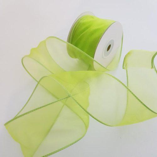Organza Ribbon Wire Edge Kiwi 50mm