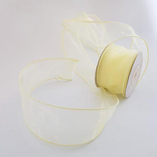 Organza Ribbon Wire Edge Lemon 50mm