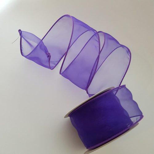 Organza Ribbon Wire Edge Purple 50mm
