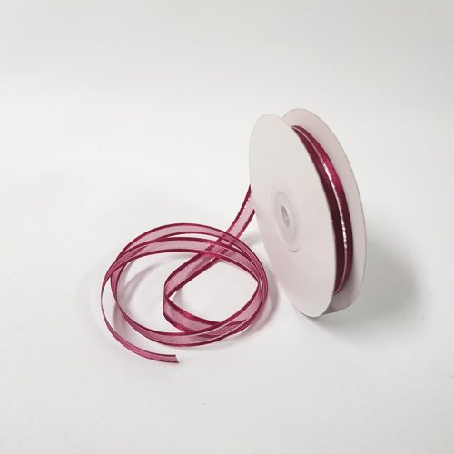 Organza Satin Edge Ribbon silver Thread 10mm Burgundy