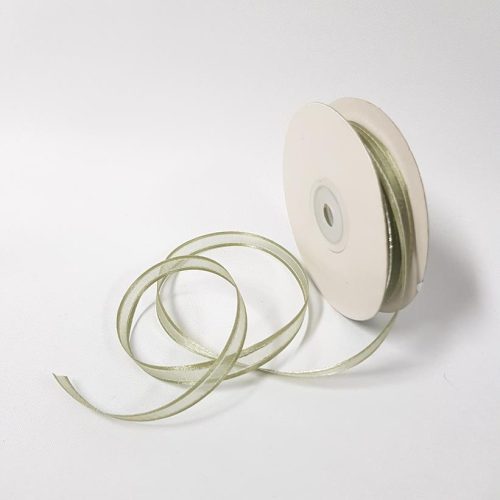 Organza Satin Edge Ribbon silver Thread 10mm Old Willow