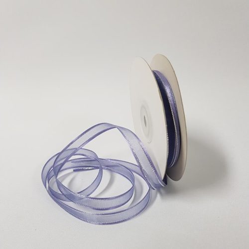 Organza Satin Edge Ribbon silver Thread 10mm Lavender