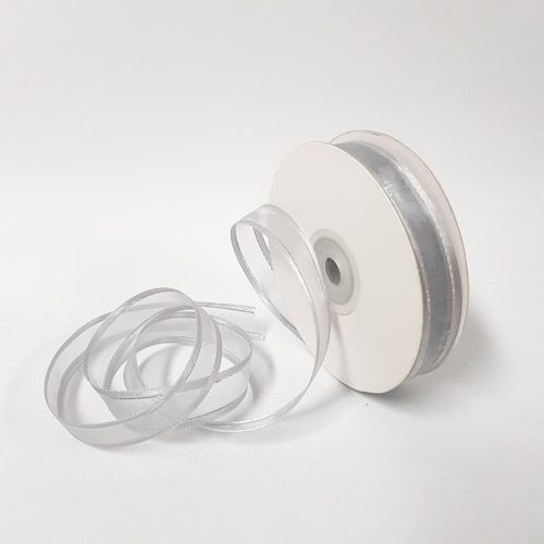 Organza Satin Edge Ribbon silver Thread 15mm Silver