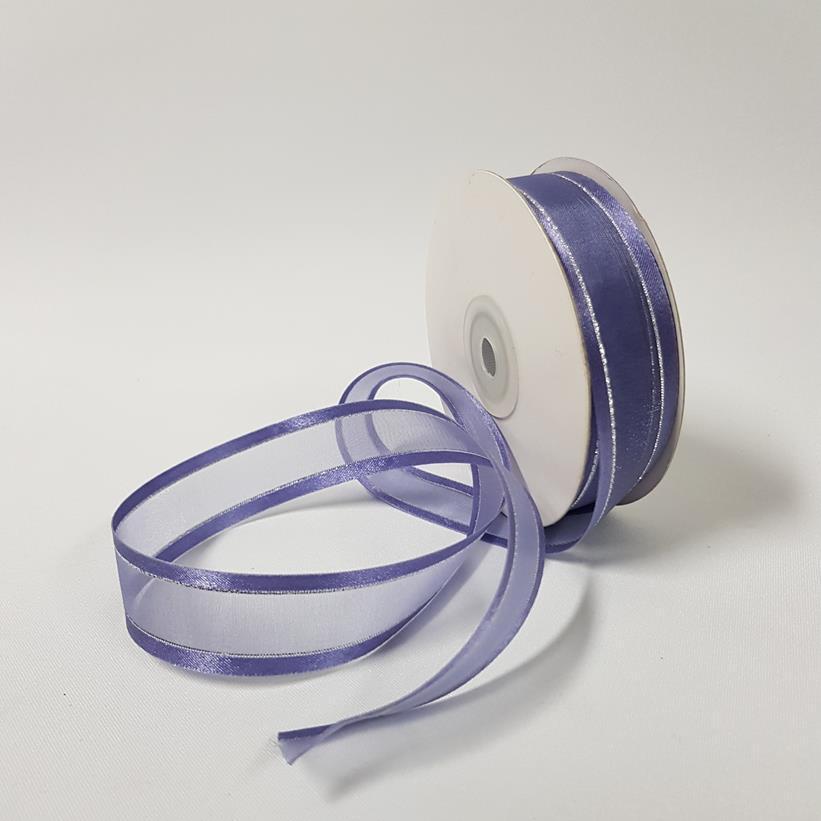 Organza Satin Edge Ribbon silver Thread 22mm Lavender