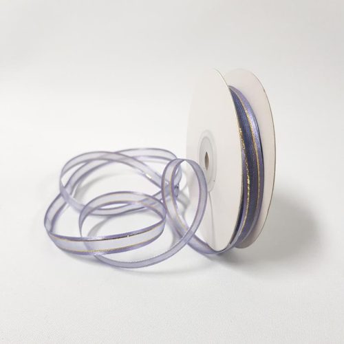 Organza Satin Edged Gold Thread 10mm Lavender