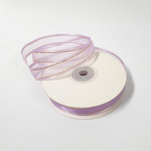 Organza Satin Edged Gold Thread 15mm Light Orchid
