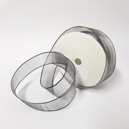 Organza Wired Ribbon 25mm Black