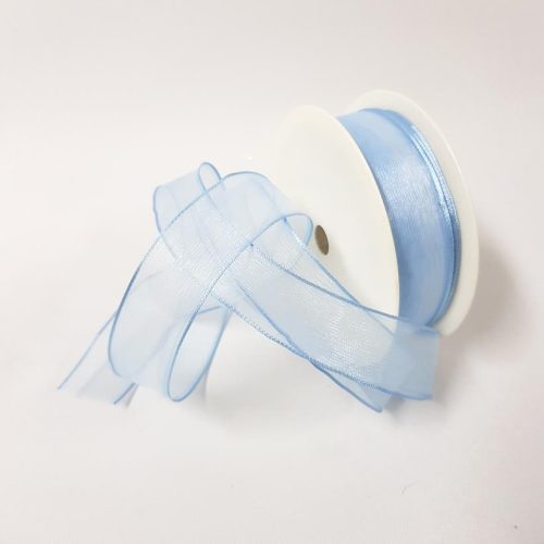 Organza Wired Ribbon 25mm Blue