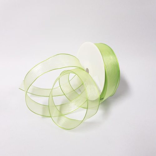 Organza Wired Ribbon 25mm Lime
