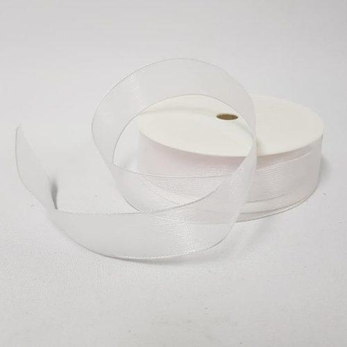 Organza Wired Ribbon 25mm White