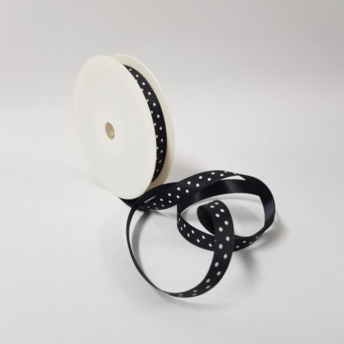 Polka Dot Satin ribbon 10mm Black