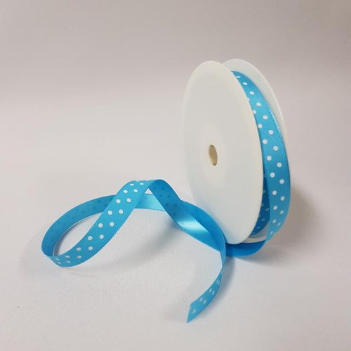 Polka Dot Satin ribbon 10mm Blue