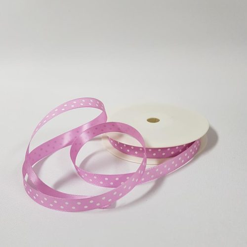Polka Dot Satin ribbon 10mm Pink