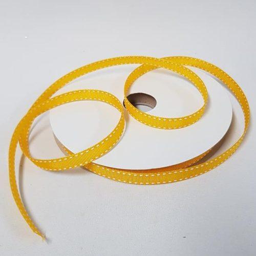 Saddle Stitch Ribbon Yellow White Stitch 10mm