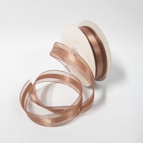 Satin Centred Ribbon 22mm Brown