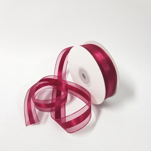 Satin Centred Ribbon 22mm Burgundy