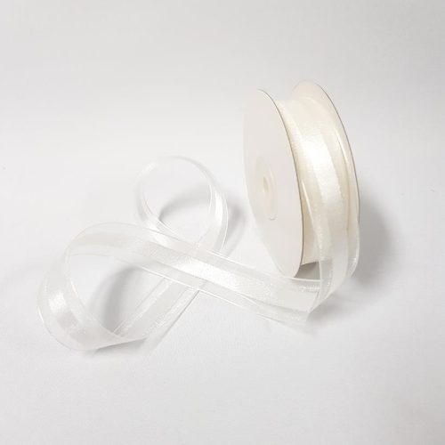 Satin Centred Ribbon 22mm White