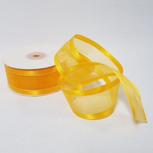 Organza Satin Edge Ribbon silver Thread 38mm Gold Yellow