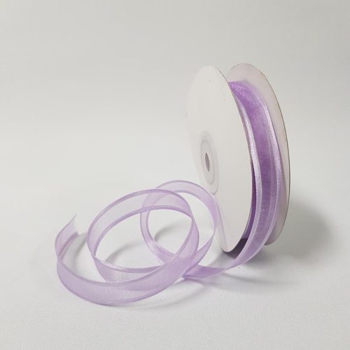 Organza Satin Edged  Silver Thread 15mm Orchid