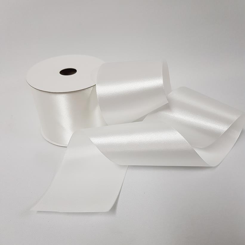 Satin Ribbon Single sided 75mm White