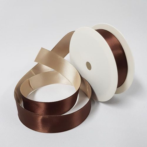 Satin Ribbon Two Toned 25mm Brown Bone
