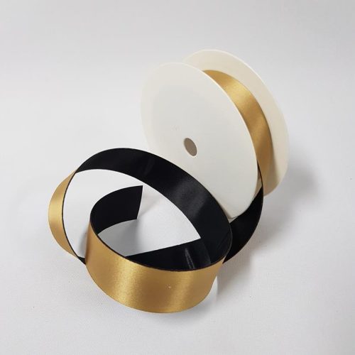 Satin Ribbon Two Toned 25mm Gold Black