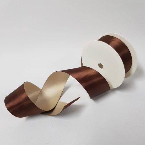 Satin Ribbon Two Toned 40mm Brown/Bone