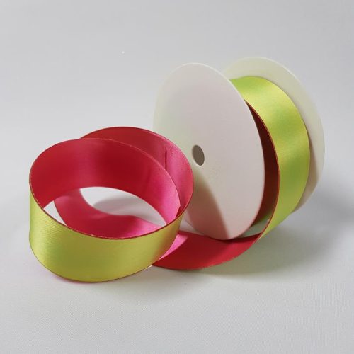 Satin Ribbon Two Toned 40mm Lime/Hot Pink