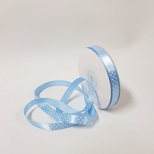 Satin ribbon Small Dots 10mm Blue Mist