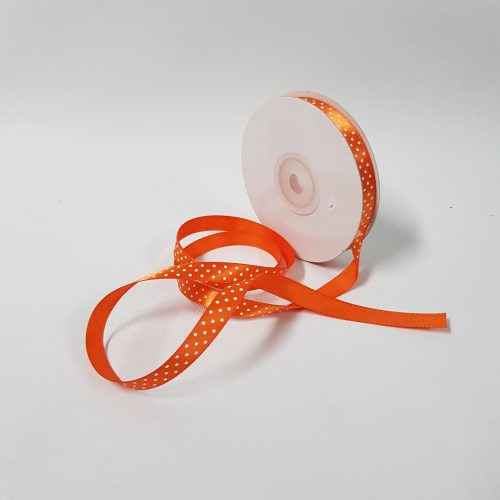 Satin ribbon Small Dots 10mm Orange