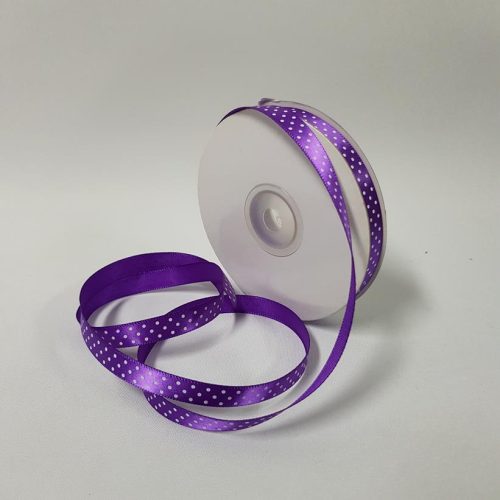 Satin ribbon Small Dots 10mm Purple