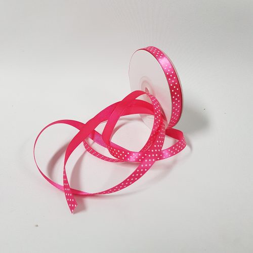 Satin ribbon Small Dots 10mm Shocking Pink