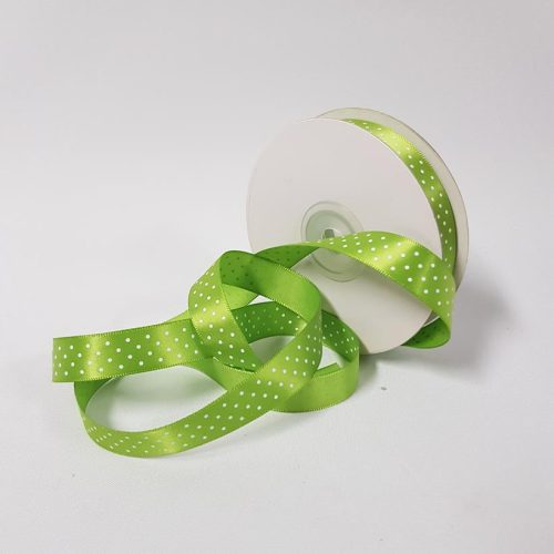 Satin ribbon Small Dots 15mm Lime