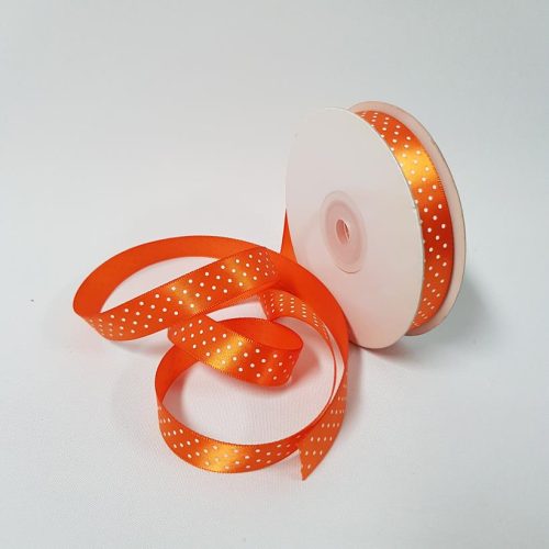 Satin ribbon Small Dots 15mm Orange