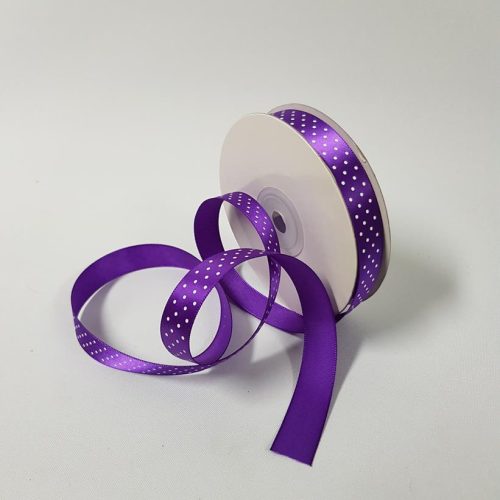 Satin ribbon Small Dots 15mm Purple