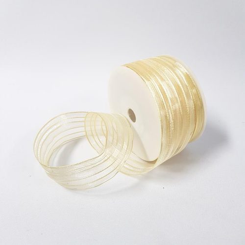 Stripes Sheer and Satin Wired Ribbon Cream