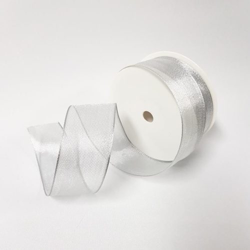 Swiss Mesh Ribbon Wired Silver