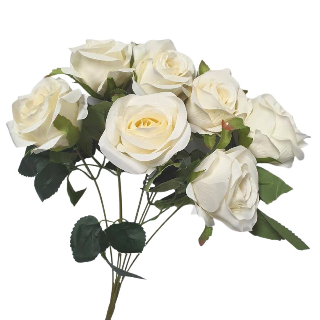 Bunch of Standard Roses 42cm White