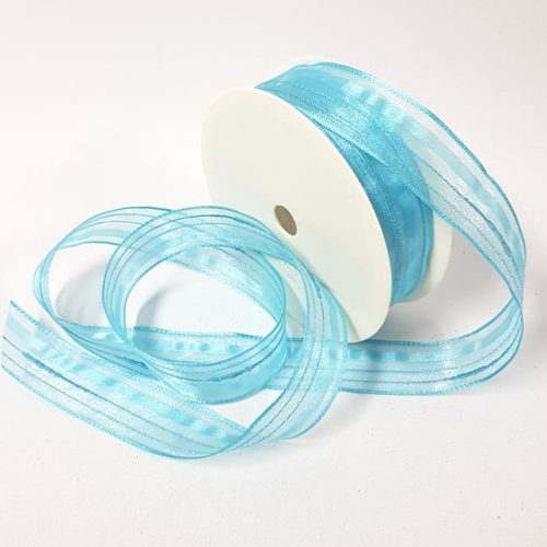 Decorative Striped Ribbon 25mm Aqua