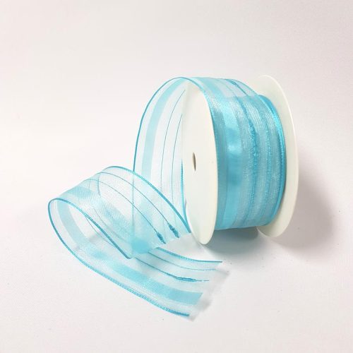 Decorative Striped Ribbon 40mm Aqua